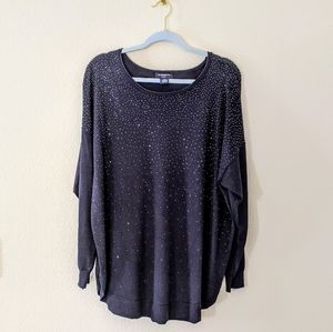 Liz Claiborne Studded Black Dolman Sweater SIZE 1X